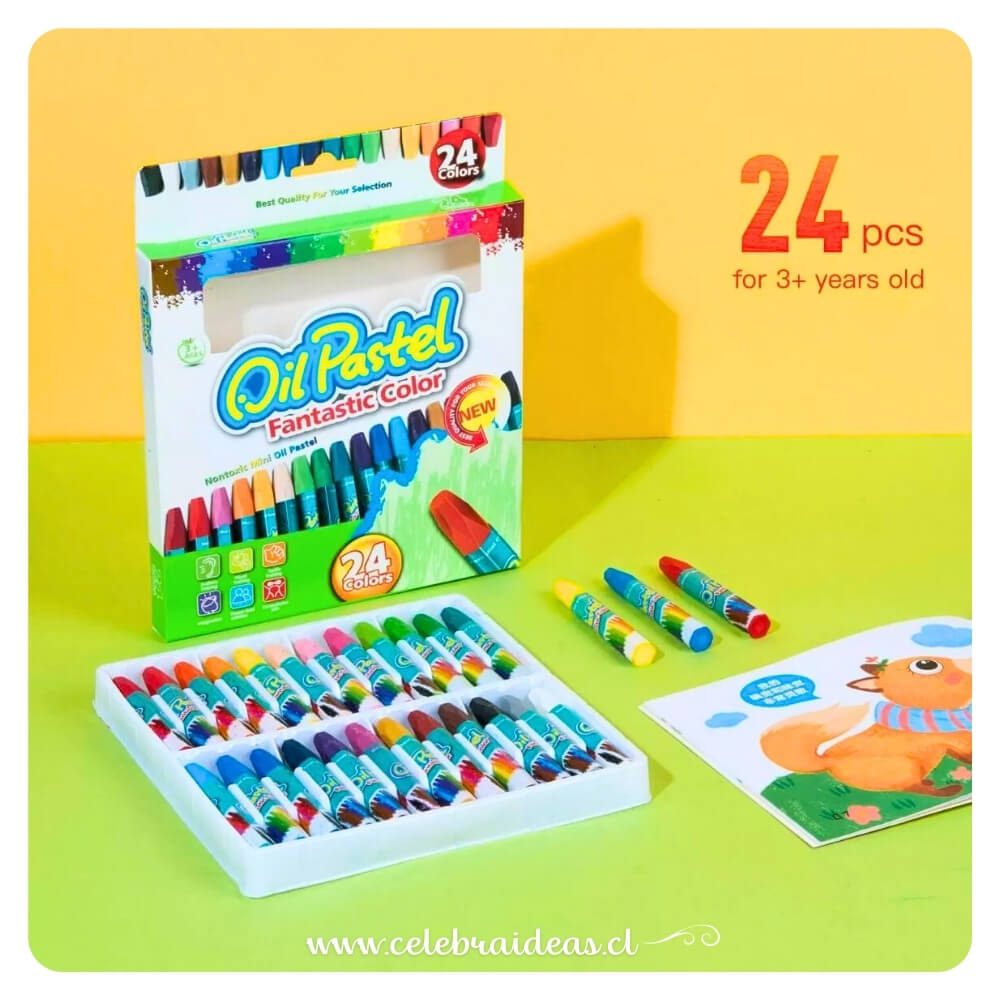Set de 24 Lápices de Cera Pastel – Colores vivos para pintar - Imagen 2