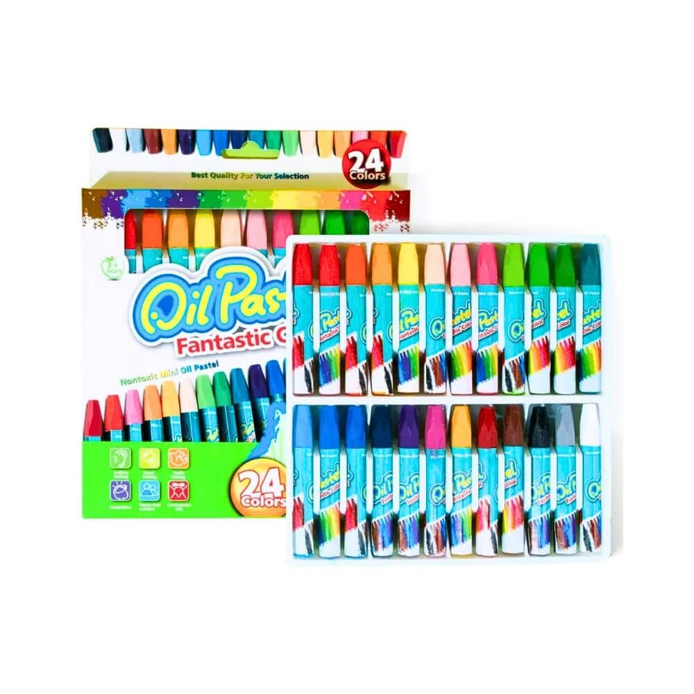 Set de 24 lápices cera pastel tipo Oil Pastel para niños – no tóxicos