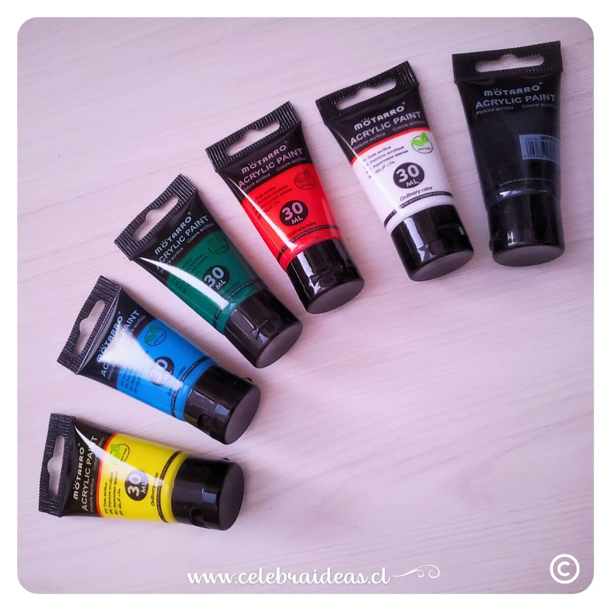 Set Pinturas Acrílicas Básicas Motarro | 6 Colores Primarios 30 ml - Imagen 4