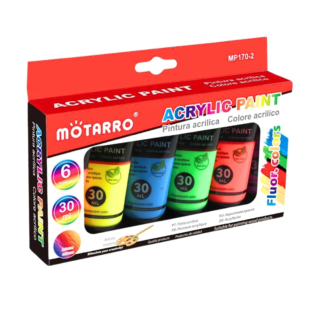 Set Pinturas Acrílicas Neón 6×30 ml Motarro