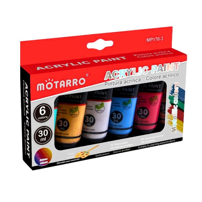 Set Pinturas Acrílicas Metalizadas 6×30 ml Motarro
