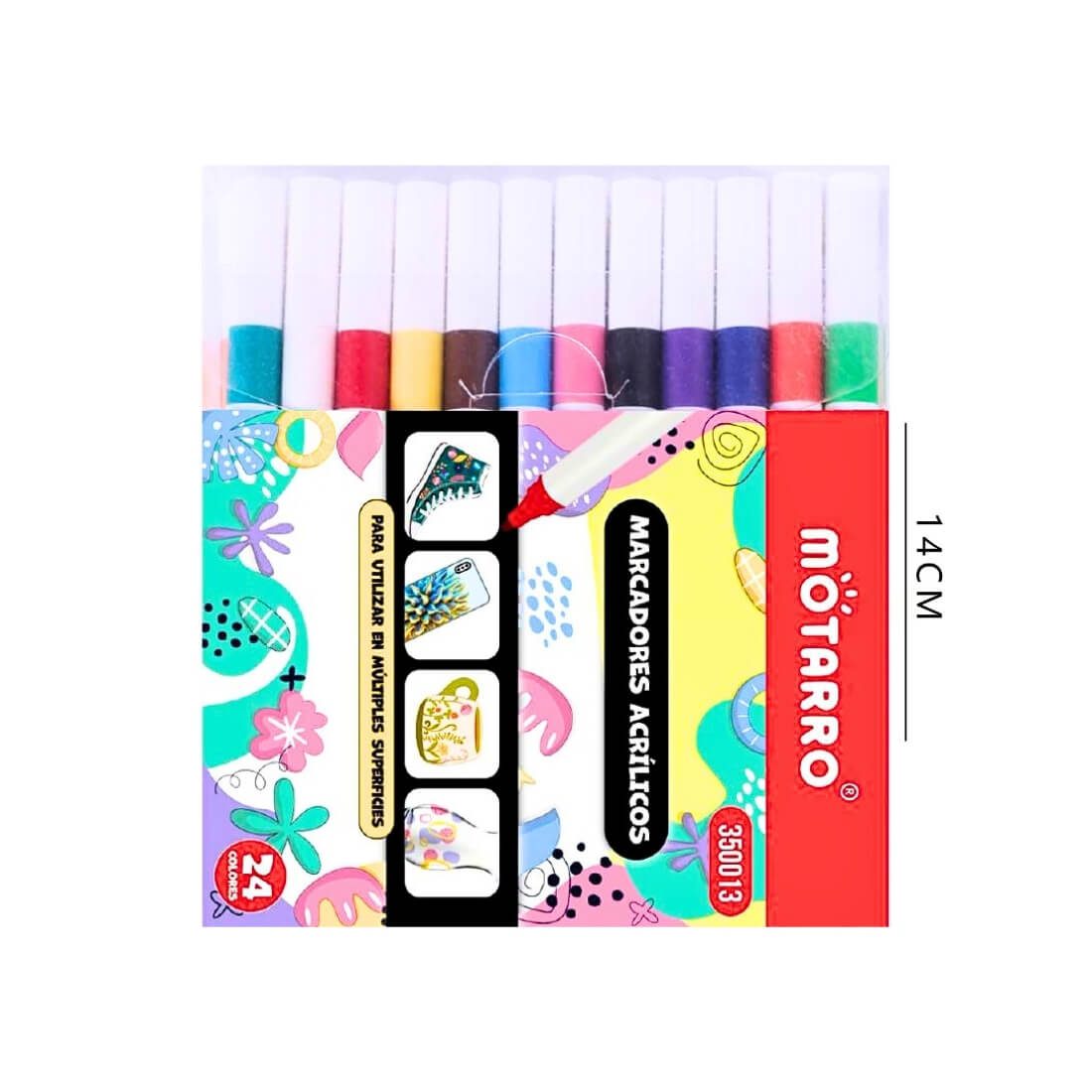 Set de 24 marcadores de pintura acrílica Motarro punta fina 1 mm