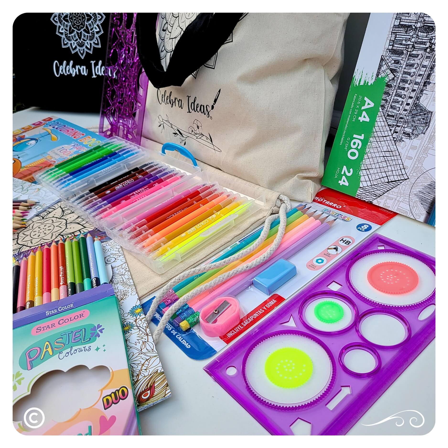 Set de arte dibujo para pintar y Colorear con mandalas 76 Piezas - Imagen 7