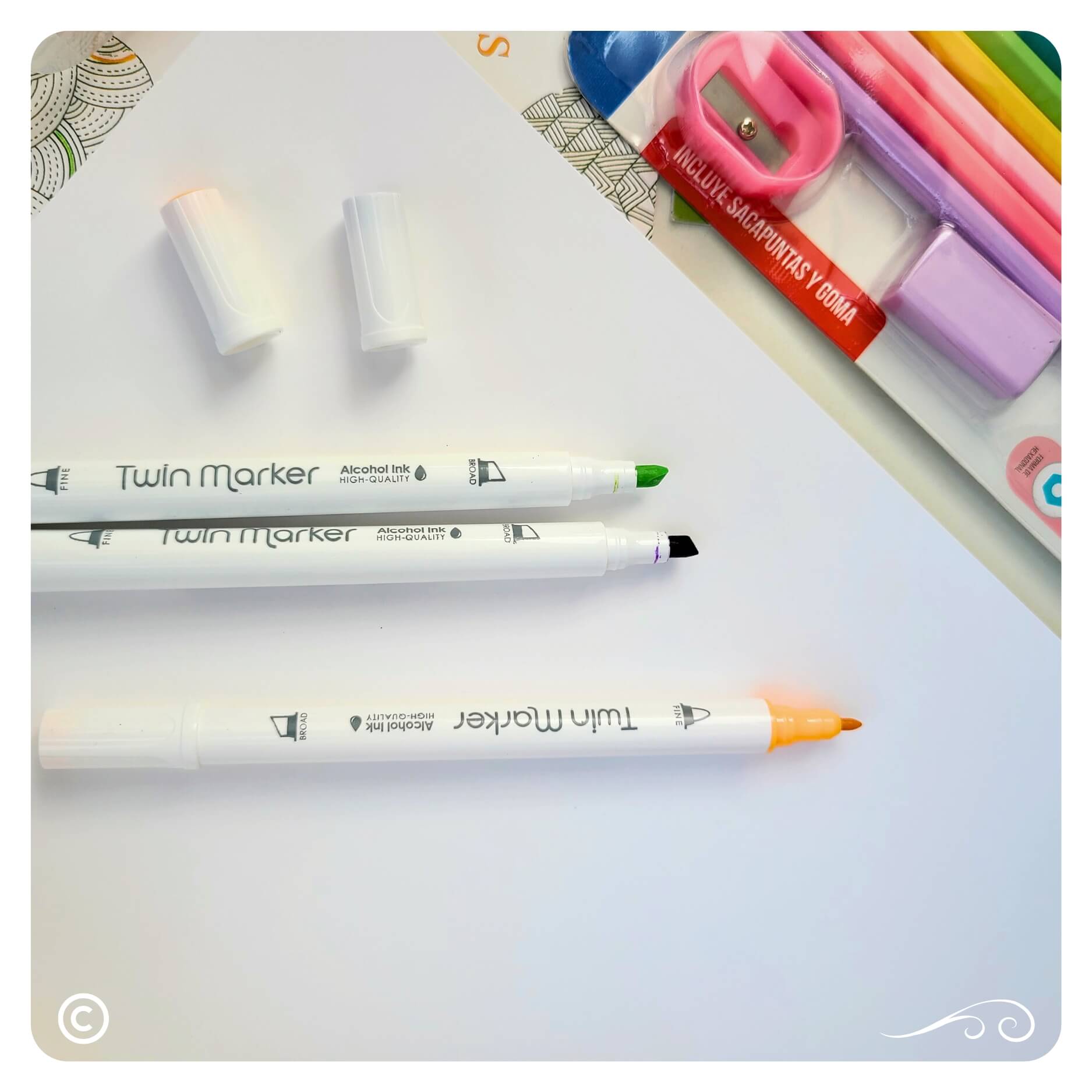 Set arte dibujo para pintar mandalas con marcadores kit 58 Piezas - Imagen 9