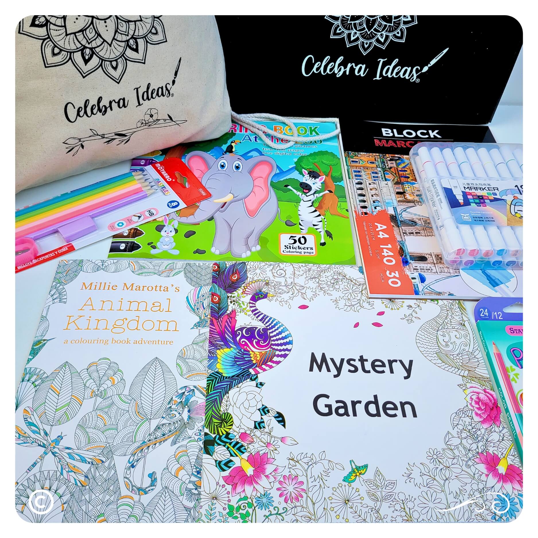 Set arte dibujo para pintar mandalas con marcadores kit 58 Piezas - Imagen 4