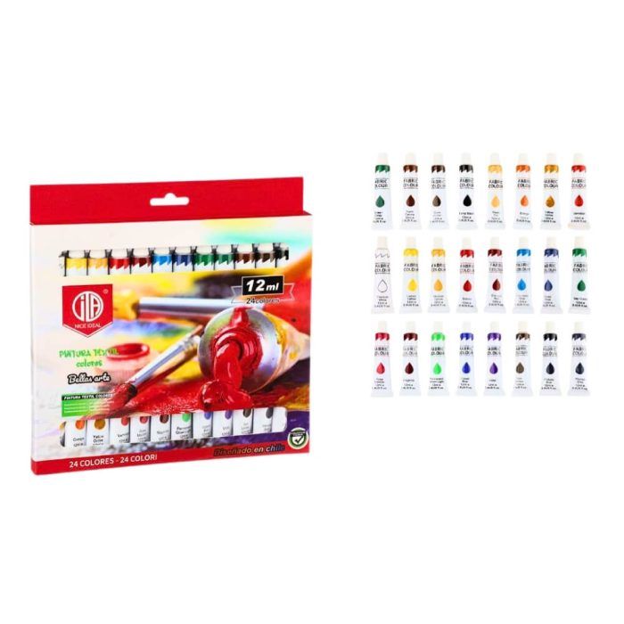Set de pinturas acrílicas para tela – 24 colores en tubos de 12ml