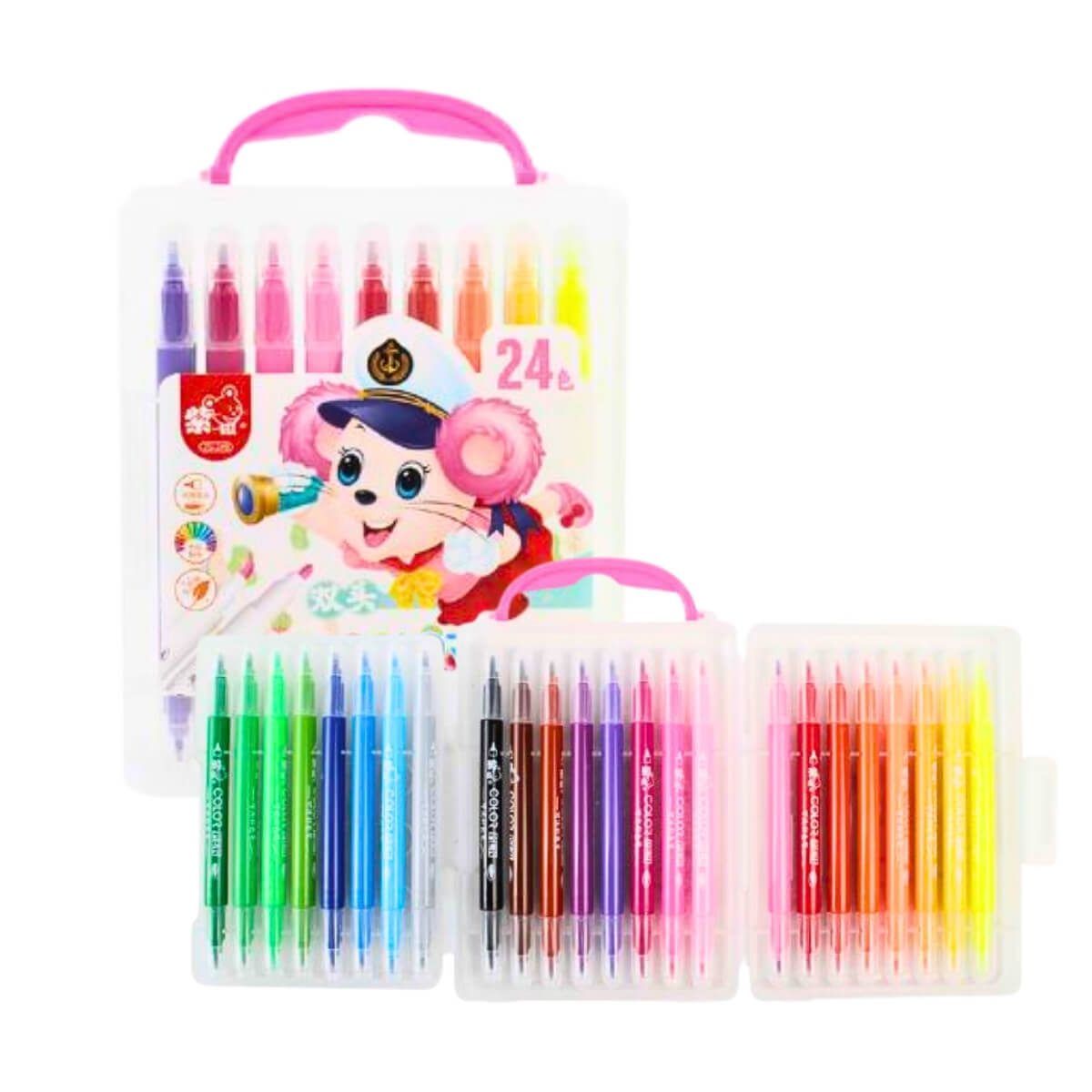 Set Marcadores Doble Punta 24 Colores Motarro