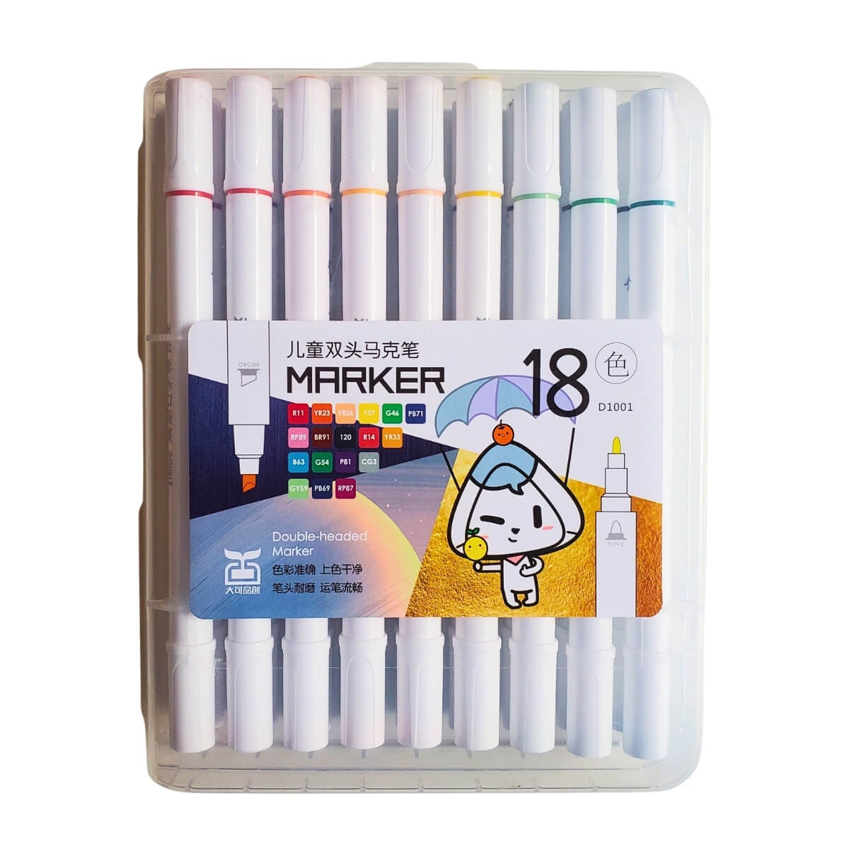 Marcadores doble punta 18 colores para arte y manualidades