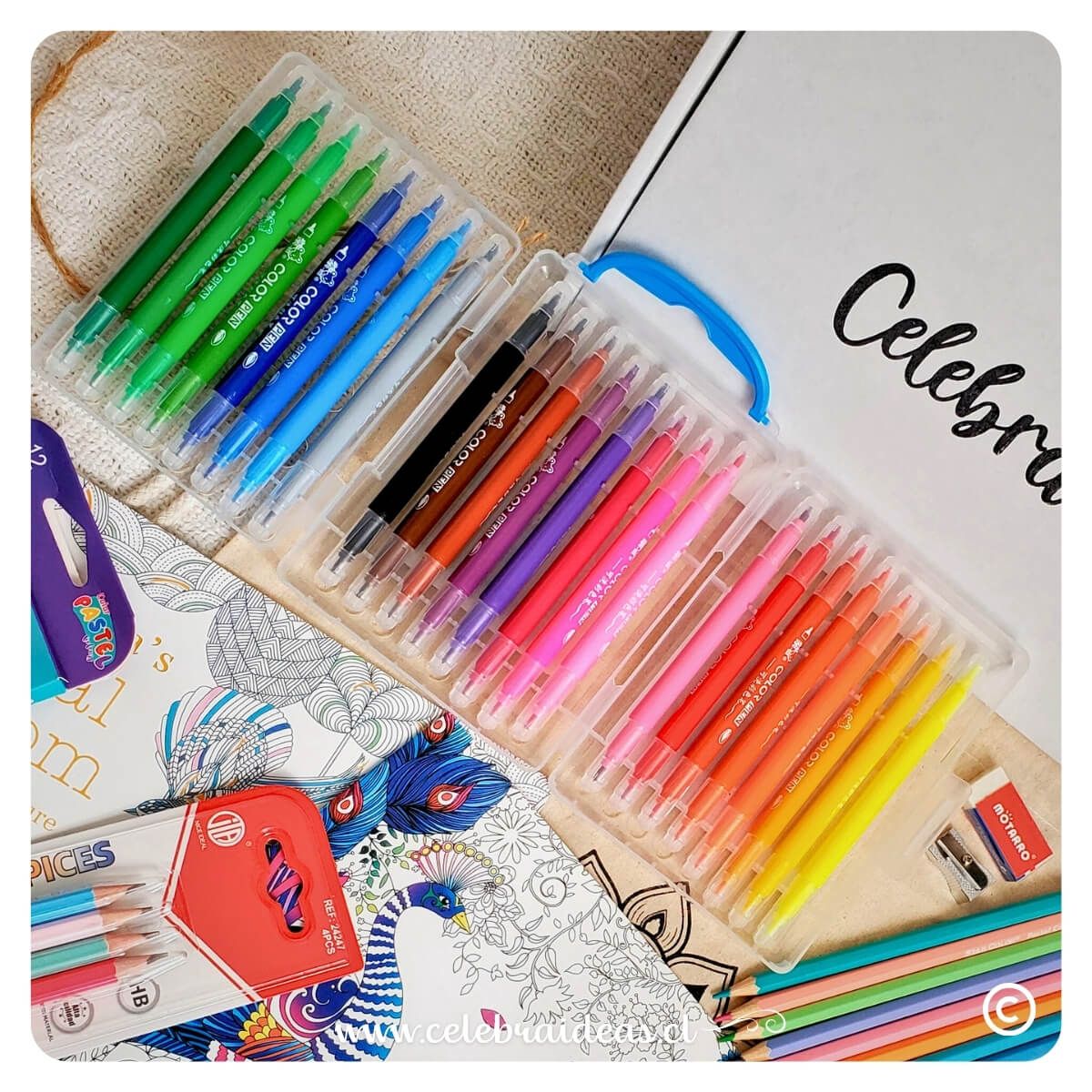 Set Marcadores Doble Punta 24 Colores Motarro - Imagen 4