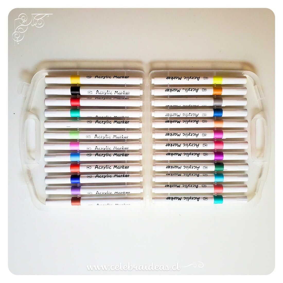 Marcadores Acrílicos 24 Colores – Estuche Rígido - Imagen 3