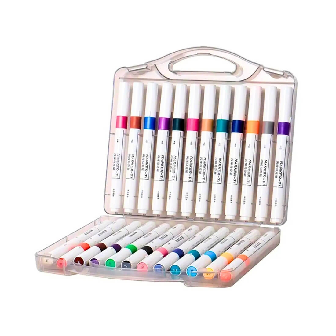 Set de 24 marcadores de pintura acrílica con estuche rígido