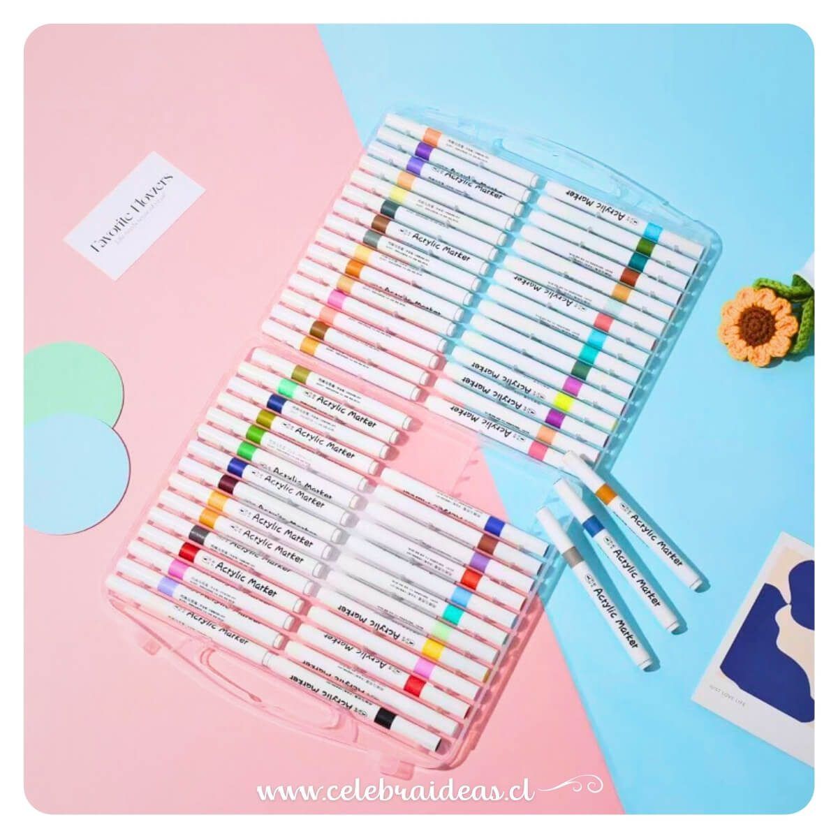 Marcadores Acrílicos 60 Colores – Estuche Rígido - Imagen 2