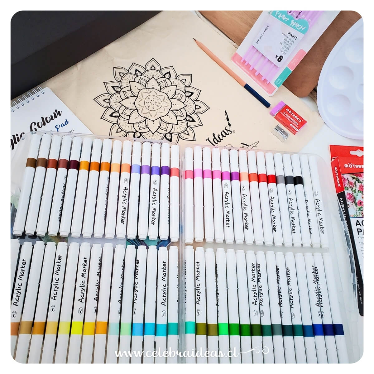 Marcadores Acrílicos 60 Colores – Estuche Rígido - Imagen 3