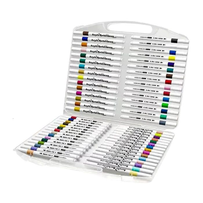 Set de 60 marcadores de pintura acrílica con estuche rígido