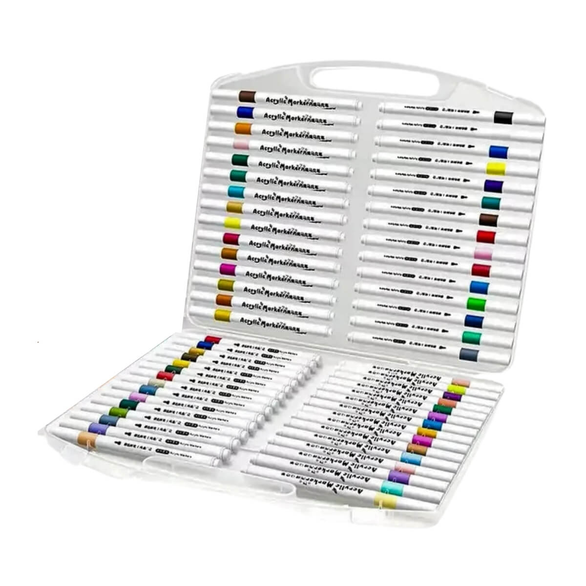 Set de 60 marcadores de pintura acrílica con estuche rígido