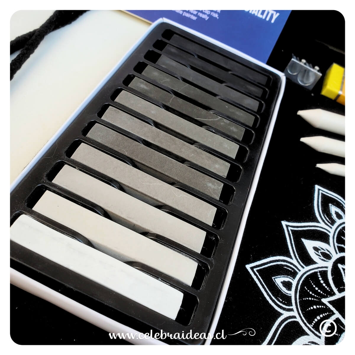 Set Pasteles Secos Suaves 12 Colores escala de Grises - Imagen 2