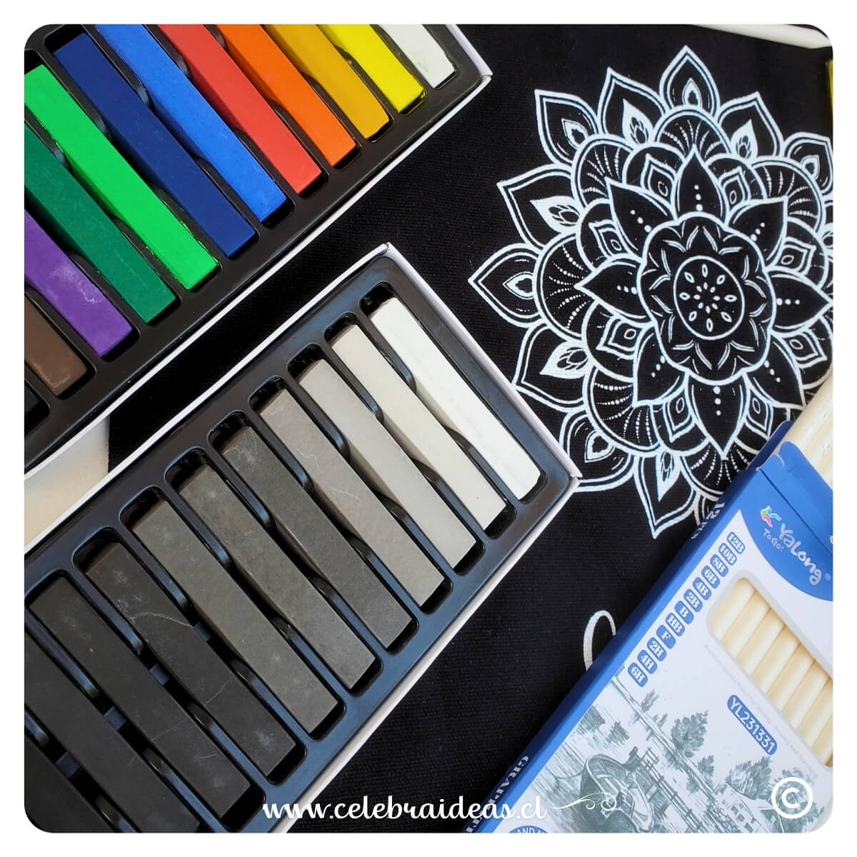 Set Pasteles Secos Suaves 12 Colores escala de Grises - Imagen 4