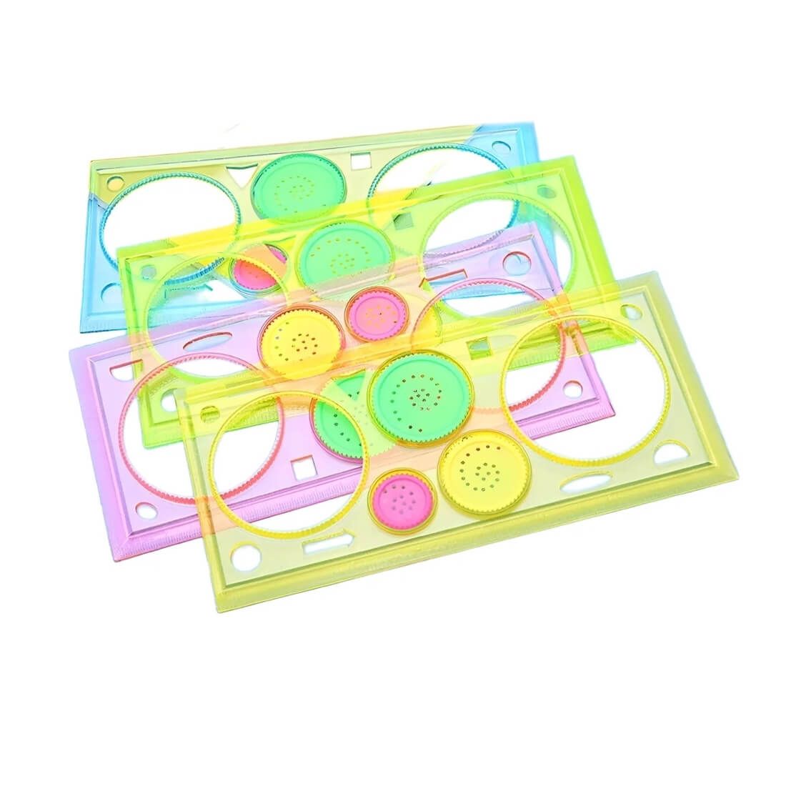 Regla espirografica 20 cm para mandalas y espirales – vista frontal.