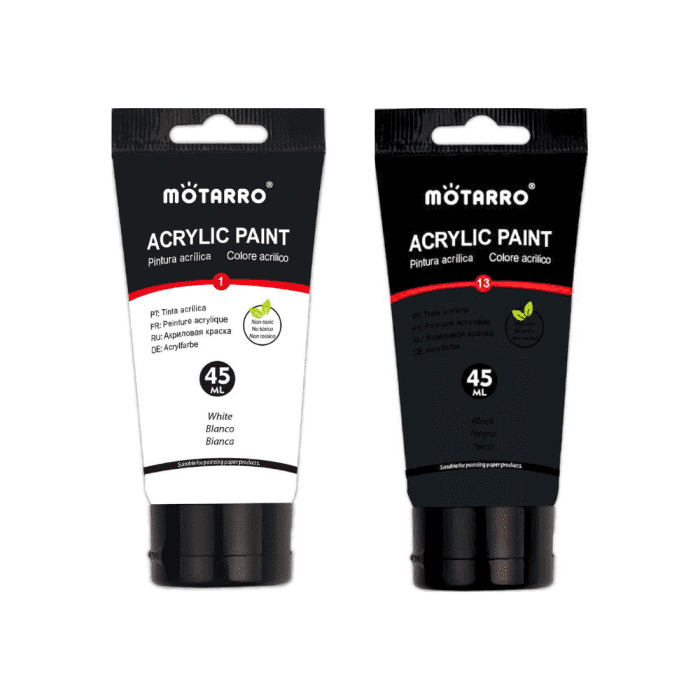 Pack Pinturas Acrílicas Blanco + Negro 45 ml Motarro