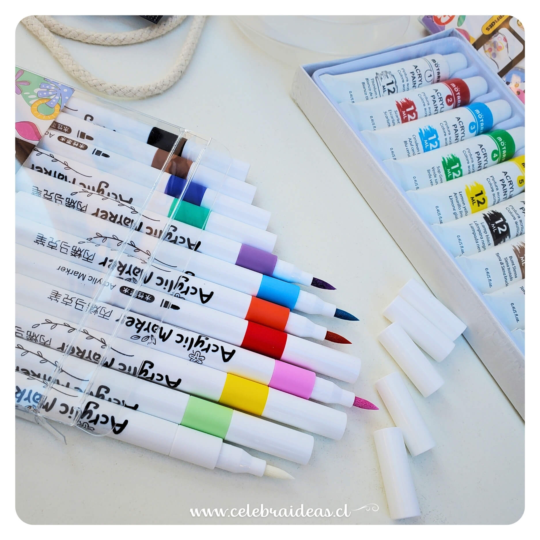 Set de Arte kit Acrílicos con 6 Colores Flúor y Bastidores - Imagen 6