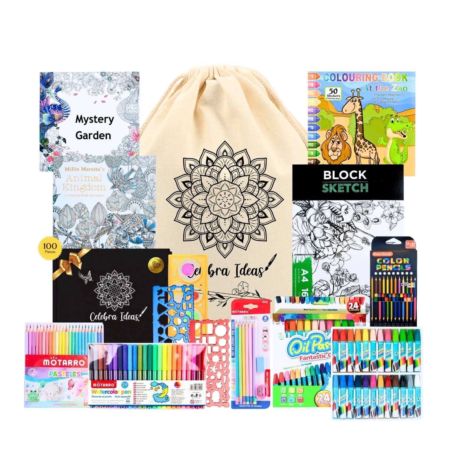 Set kit de Arte de Dibujo y Para Colorear full lápices 100 PCS - Imagen 2