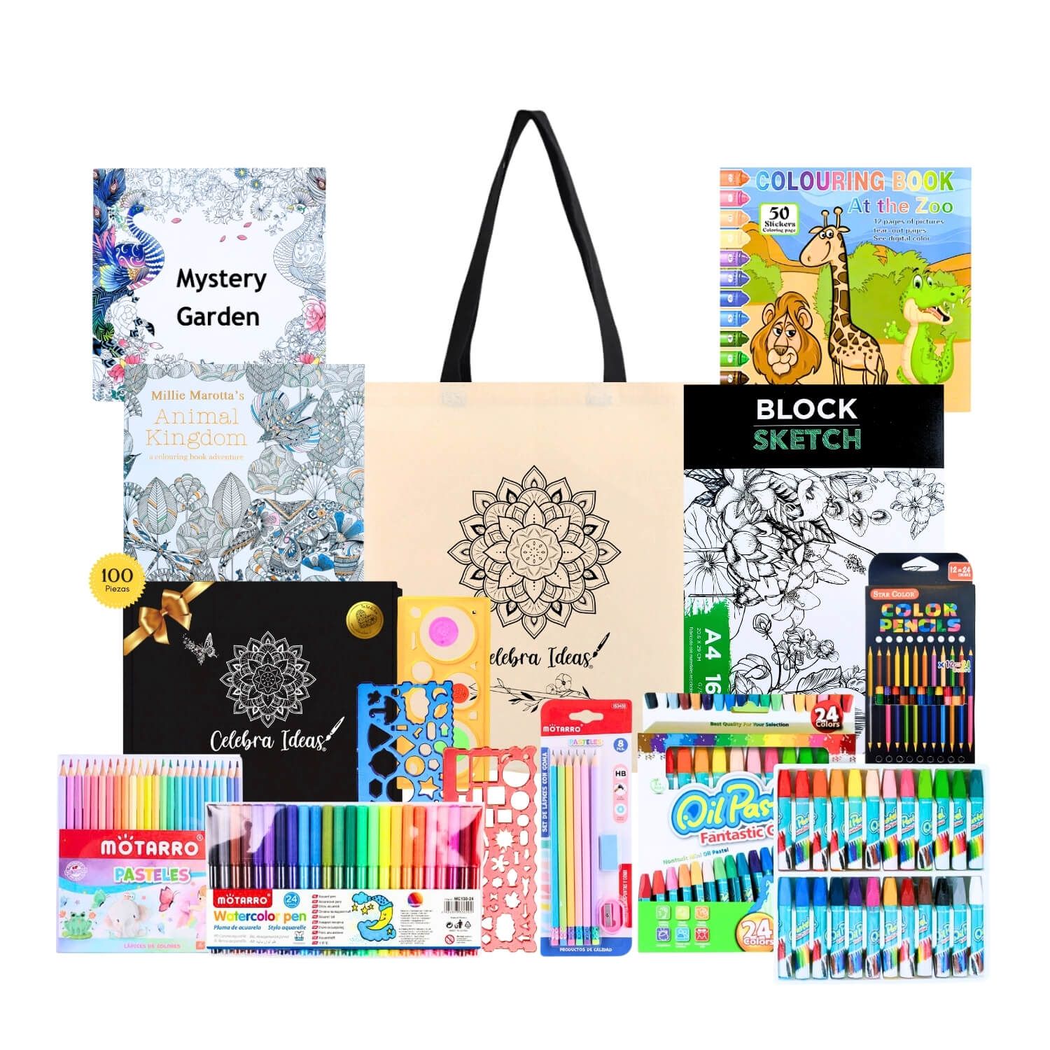 Set kit de Arte de Dibujo y Para Colorear full lápices 100 PCS