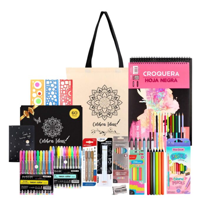 Set Kit de Arte Dibujo en Hojas Negras tamaño XL