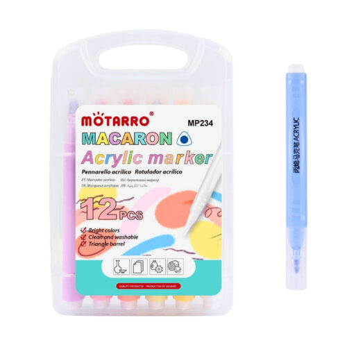 Marcadores Acrílicos Tonos Pastel Motarro Set de 12 Colores para Manualidades y Pintura