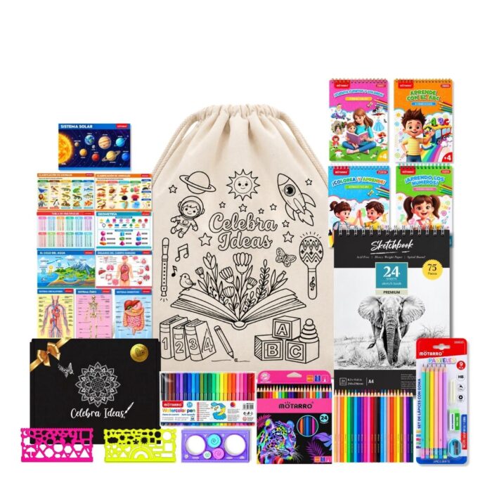 Set Didáctico y de Dibujo Infantil 75 Piezas con Libros Educativos