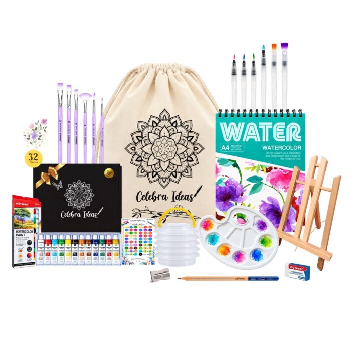 Set kit de arte pinturas acuarelas con accesorios